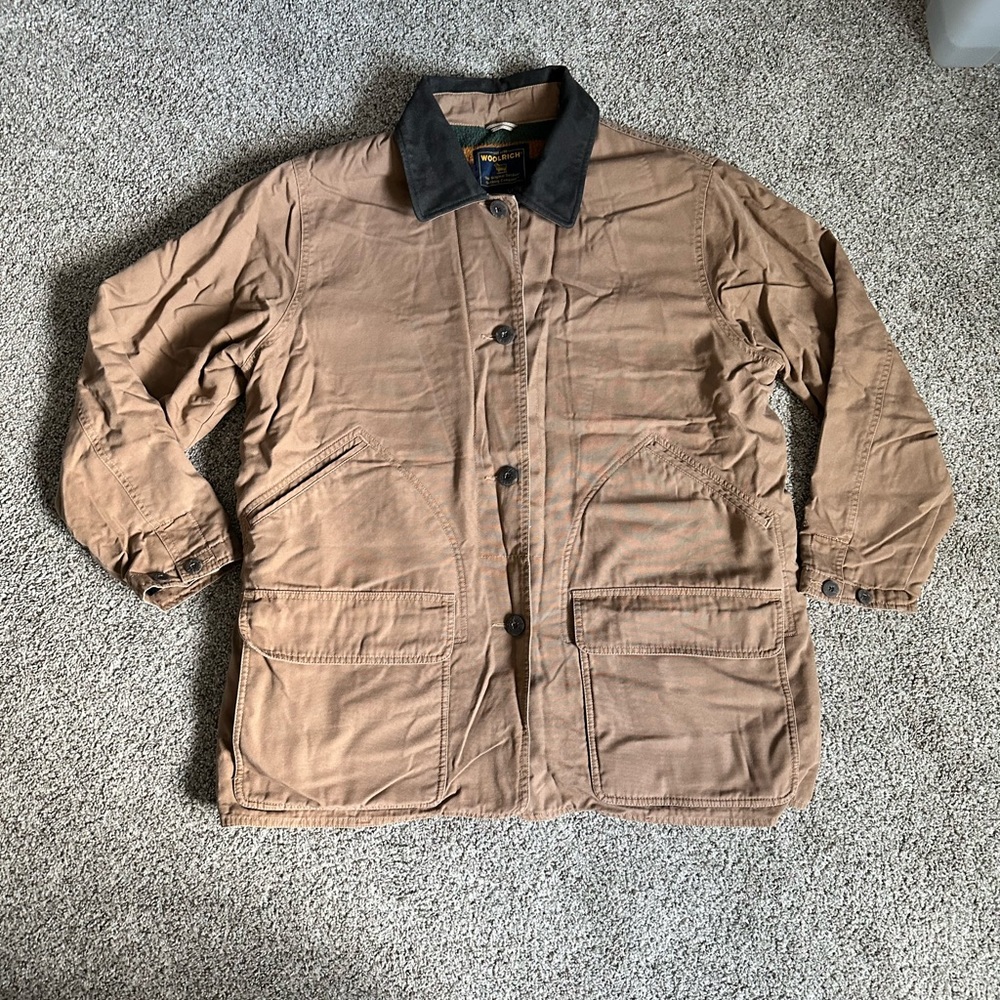 Woolrich brown/multi leather collar women’s jacket XL c4